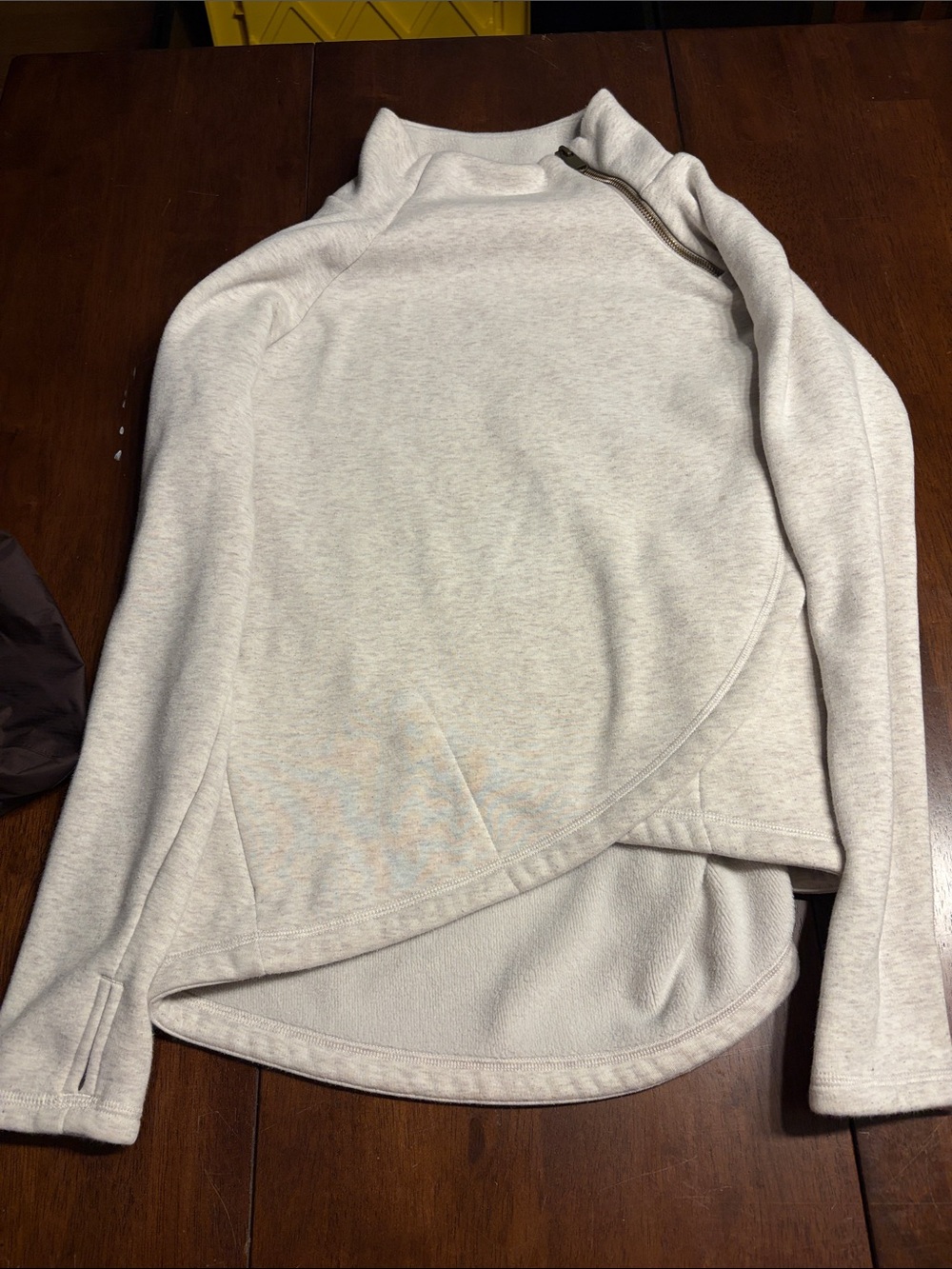 Athleta Cream Asymmetrical Zip Cowl Pullover